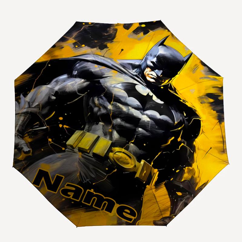 Custom Name Batman Theme Automatic Umbrella, Lightweight & Portable, 8 Rib, Perfect for Outdoor Travel, Birthdays, Christmas, Gifts.