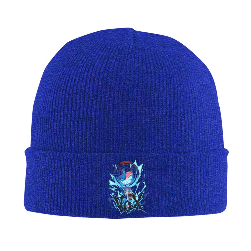 Hazbins Hotels Vox Solo Metall Mützen Beanie Mützen für Erwachsene Niedliche Gymnastik Schädelmützen Beanies Herbst Winter Grafische Kopfbedeckungen Mützen