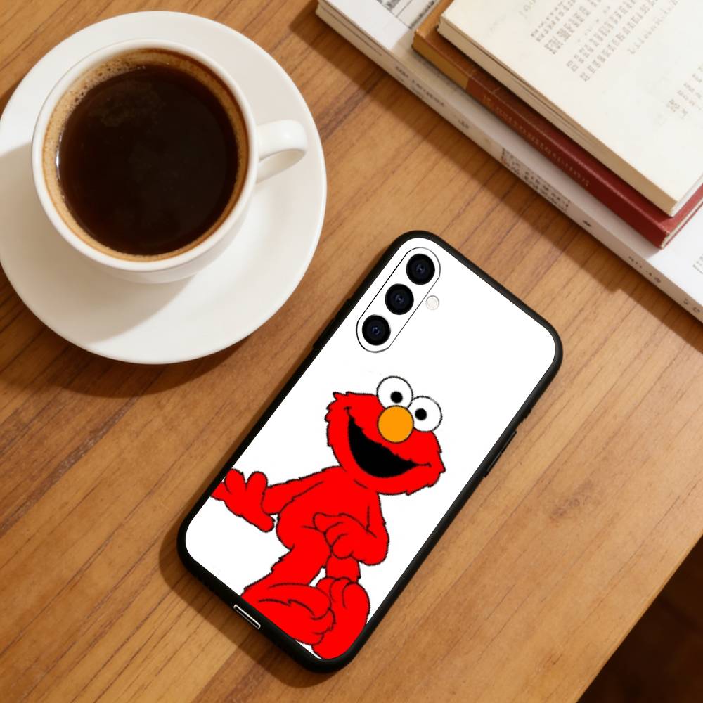 Cut Cartoon E-Elmo Phone Case Black Silicone Soft For Samsung Galaxy A73,A72,A71,A70,A53,A52,A51
