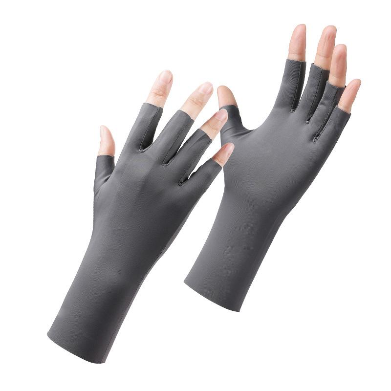 Letní ledové hedvábné opalovací rukavice s polovičními prsty Šetrné k pokožce Prodyšné Odolné proti UV záření Tenký styl Řidičské Rukavice na prsty Proti černání Nehtové umění