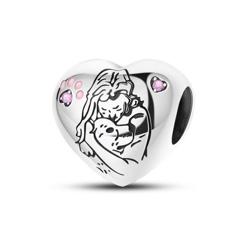 Heart Shape Copper Family Lover Affection Pendant Charm Beads Fit Original Fashion Bracelet Diy Jewelry For Women