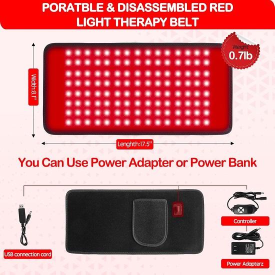 Rotlichttherapie Infrarotlichttherapie Große Matte zum Anlegen am Körper Tragbare Wickelauflage mit Timer LED