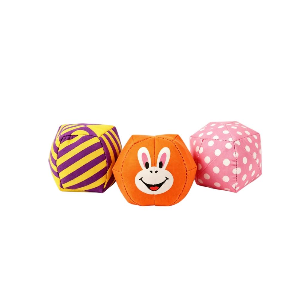 Set of 3 Soft Toss Bean Bags with Fun Face Print for Outdoor and Indoor Activities Suitable for Group Play and Coordination Games