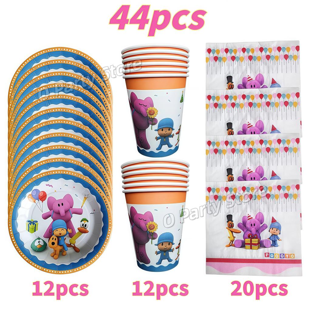 Pocoyo Geburtstag Dekorationen Einweg Geschirr Becher Teller Luftballon Banner Für Kinder Mitgebsel Babyparty Deko Party Zubehör Geschenk