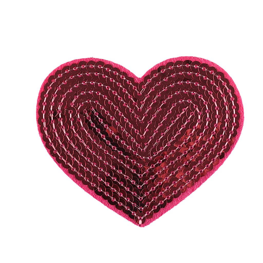10 Pcs Heart Shape Iron On Patches Sewing On Applique Embroidered Heart Patches Sequins Patches for Clothes Bag Coats