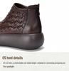 Women's Retro Handmade Genuine Leather Platform Ankle Boots - 2025 Design, Knitted Thick Sole, First Layer Cowhide Cotton Boots
