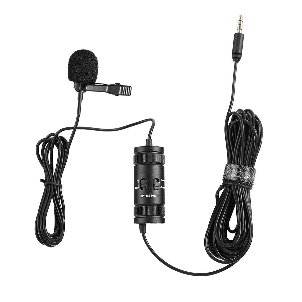 BOYA BY-M1 Pro II   Clip-on Microphone  -directional Condenser   Mic 3.5mm TRRS Plug 6M   Cable Plug-and-Play for Smartphone Camera