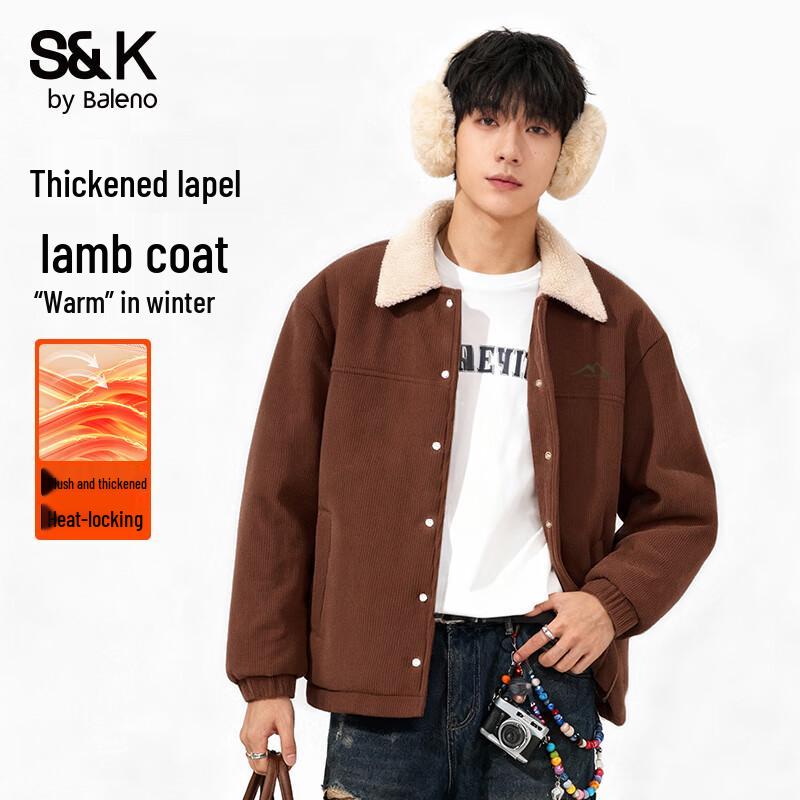 Baleno S&K Series Men s Retro Corduroy Fleece-Lined Lapel Jacket 2XL