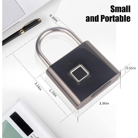 Keyless Portable USB Charging Fingerprint Lock,Smart Padlock Quick Unlock Waterproof and Rustproof,Smart Lock for Warehouses, Gym, Schools, Homes,