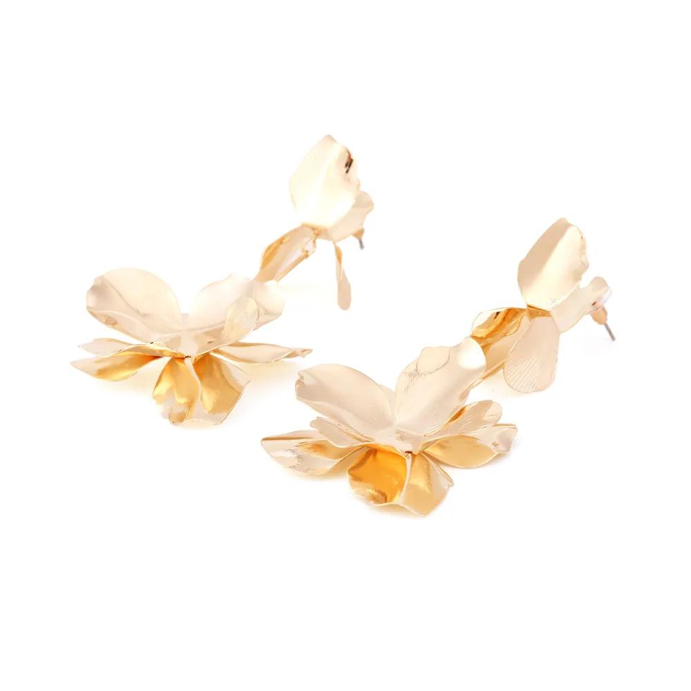 Metal Leaf Flower Geometric Earrings Women's Popular Exaggerated Dangle Earrings Banquet Zircon Accessories DigadaguZAA