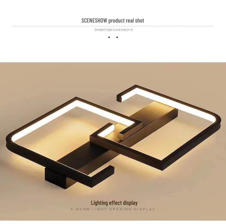 Modern Nordic LED Ceiling Light – Simple, Warm, and Creative Square Design for Bedroom or Study