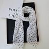 Korean Retro Black Polka Dot Silk Scarf - Y2K Rose Ribbon Bow Style