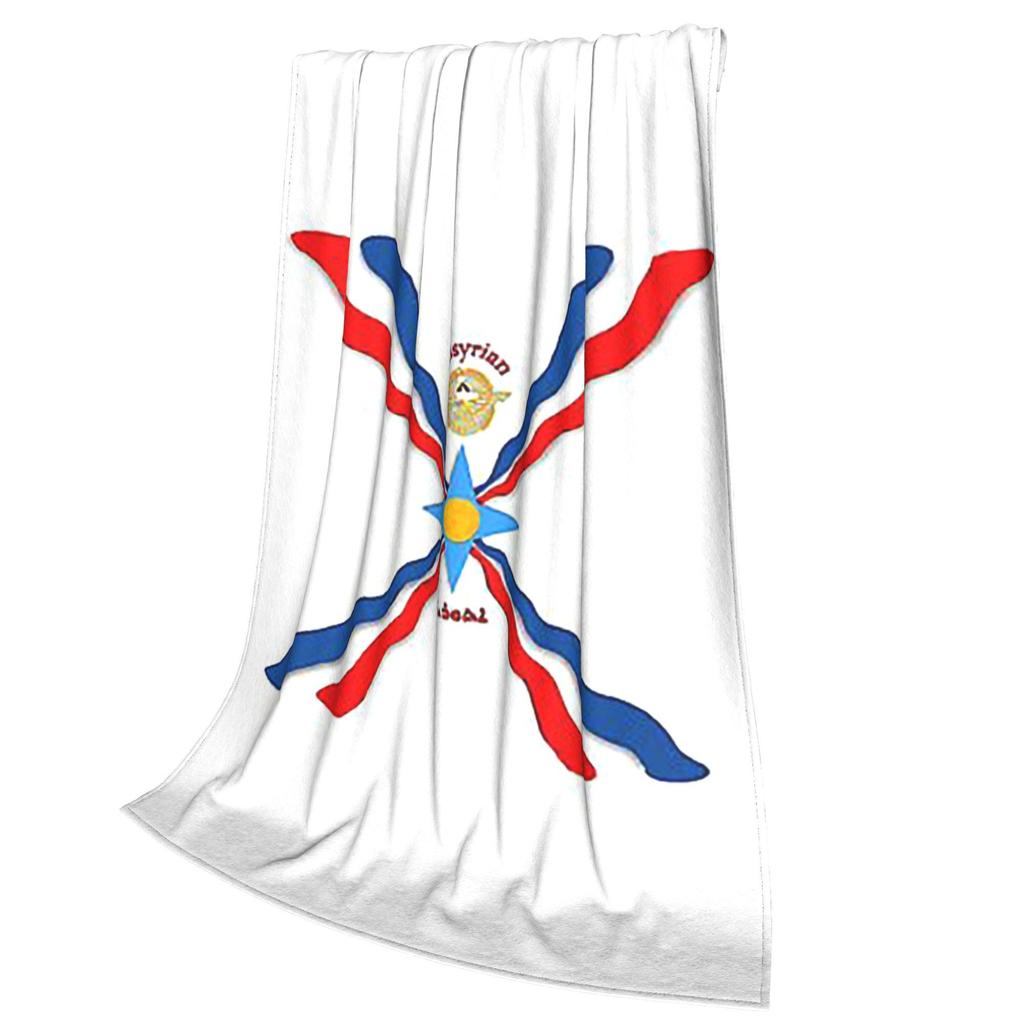 Luxury Assyrian Suryoyo Flag Blanket Breathable Fleece Sofa Throw Blanket for Home Bedroom Travel Throws Bedspread Quilt