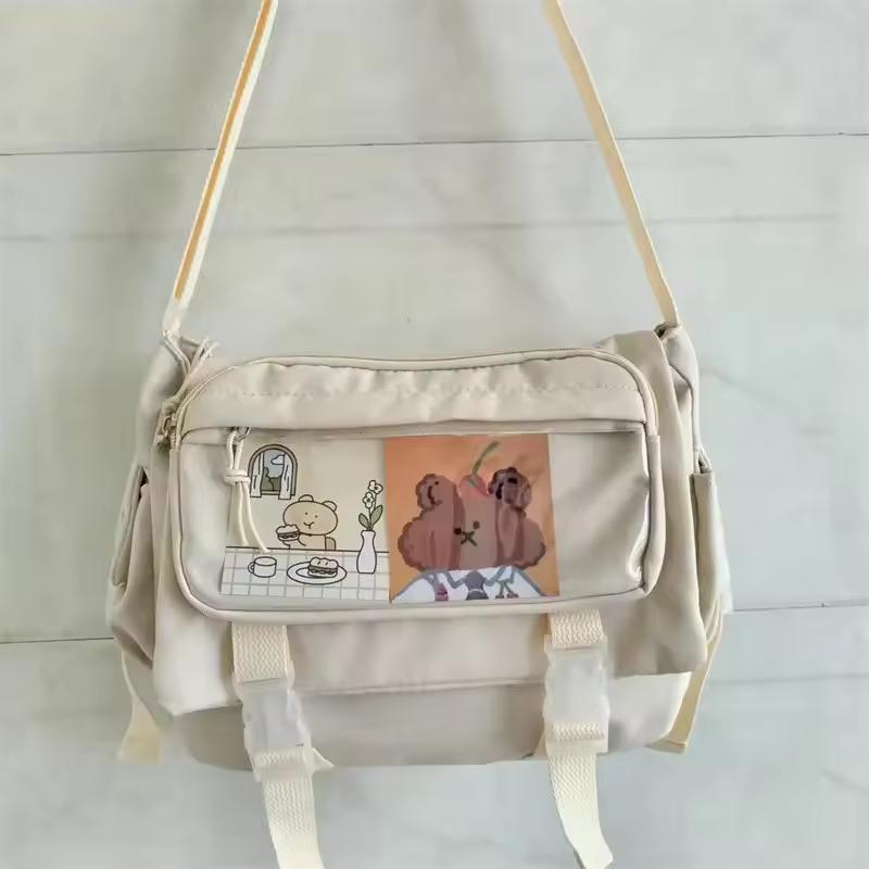 Nylon Crossbody Bag for Girls School Japanese Transparent Bookbag Pocket Women Handbag Shoulder Messenger Satchels