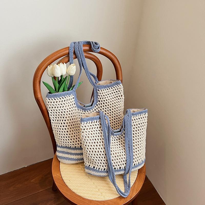 Commuter Large-capacity Hollow Woven Bag Women's New Versatile Shoulder Bag Casual Knitted Tote Bag