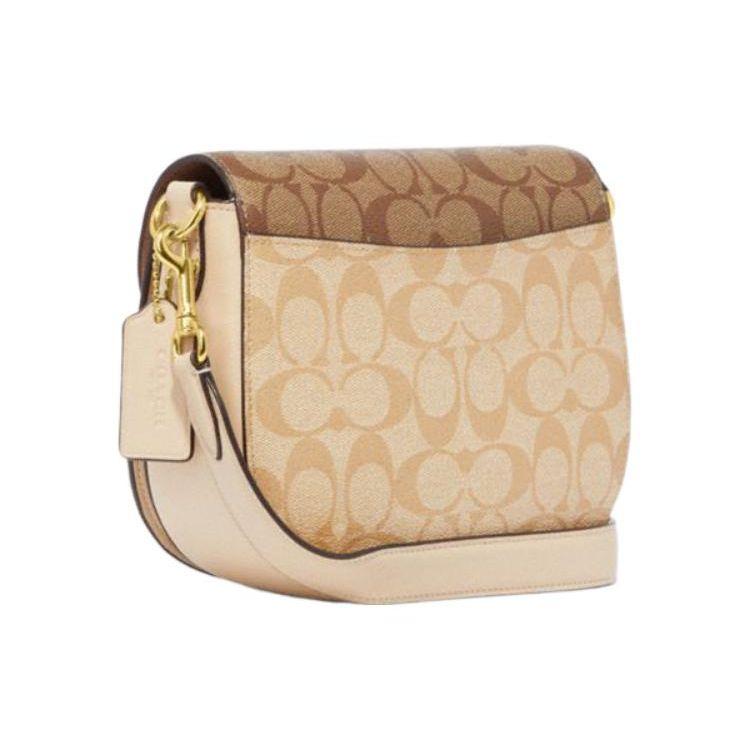 Coach Morgan 20 Snap Closure Detachable Shoulder Strap Leather Saddle Bag Crossbody Shoulder Bag Small Women bags Light-Khaki CH507-IMOT4