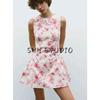 Spring New Women's Clothing French Style Design Poplin Flower Print Jumpsuit Dress 2542026