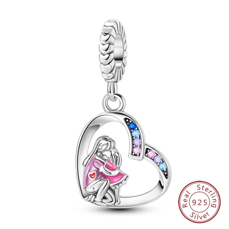 Original 925 Silver Charm Beads Mother s Day Love Heart Charm Pendant Fits S925 Bracelet DIY Jewelry Mother s Day Gifts