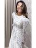 2025 Summer Floral Long Sleeve Maxi Dress - Elegant European & American Style