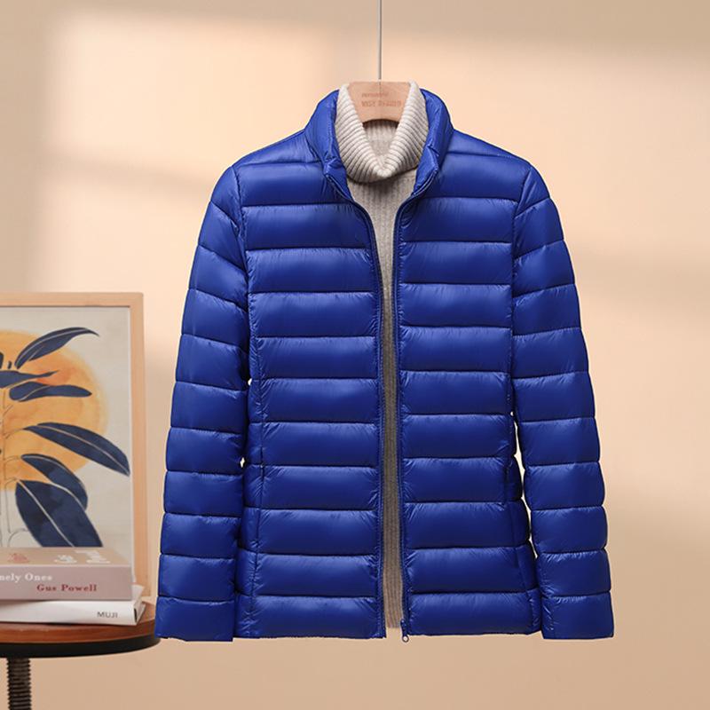 Women's Lightweight Cotton Down Jacket with Stand Collar - 2024 Korean Style, Loose Fit, Short Hooded Design for Autumn and Winter.