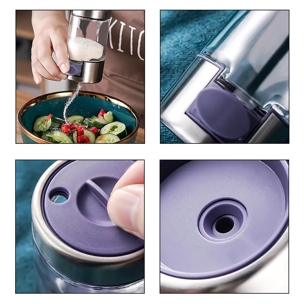 Press-Type Quantitative Seasoning Jar Adjustables Opening Sealed Salt Jar For Home Kitchen Hotel