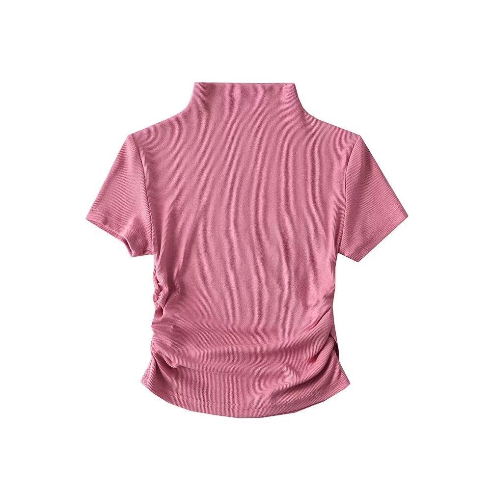 Trendy Ruched Short Sleeve Bodycon Top for Women