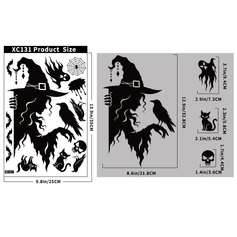 Halloween sticker black horror atmosphere death glass sticker mall window scene arrangement bat static sticker