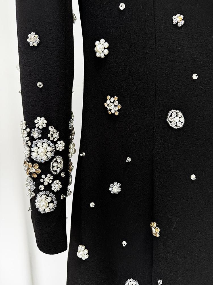 High-End Beaded Rhinestone Fitted Evening Gown
