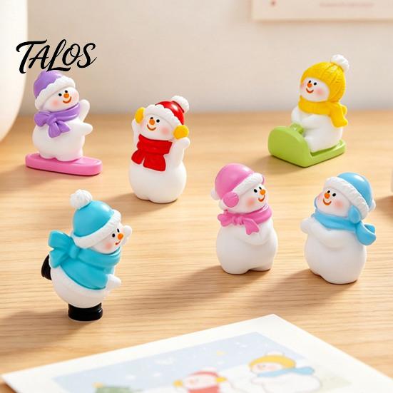 Christmas Desktop Ornaments Mini Snowman Figurine, Skiing Dolls, Small Car Holiday Gift Items Dashboard Figurines, Micro Landscape for Dollhouse