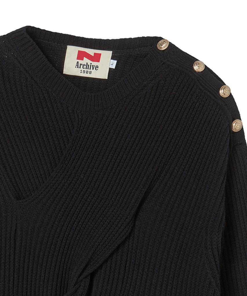 BEYOND CLOSET [Collection Line] Signature Cable Cotton Knit Black