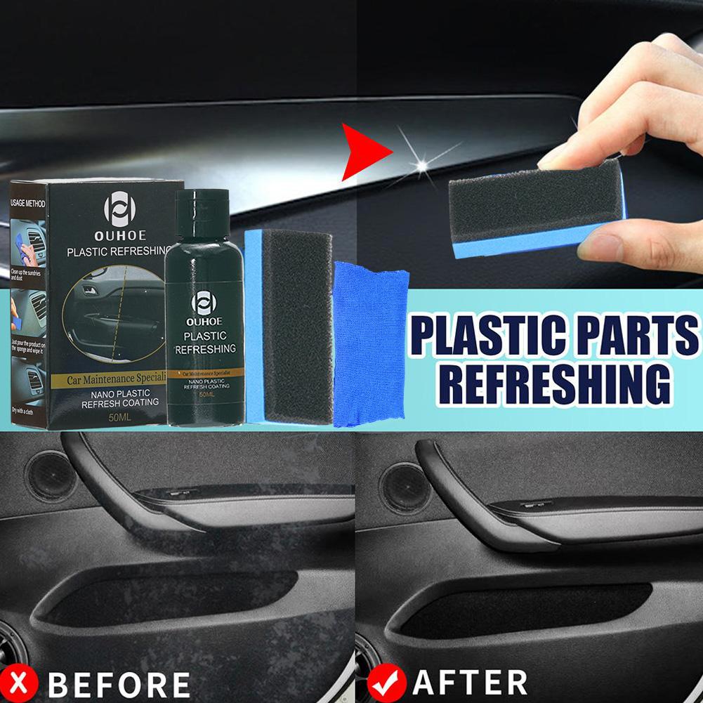 Autopflegespezialist Nano Plastic Refresh Coating Refurbish Agent Reinigungsprodukte Restaurator Reiniger mit Schwammtuch-Set