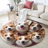 Corgi Dogs Round Area Rug,Carpet Rug for Living Room Bedroom Sofa Playroom Decor,Non-slip Floor Mat