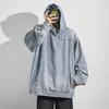 Unisex Retro American Washed Denim Hooded Jacket: Trendy, Loose-Fit Streetwear