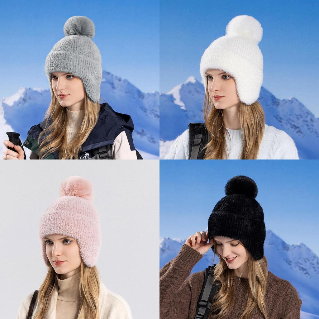 Winter Knit Cap With Earmuffs And Windproof Design For Men And Women Travel Gear