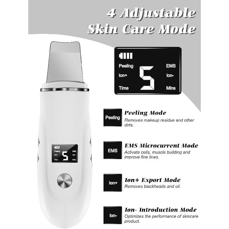 Skin Scrubber Face Spatula, 4 In 1 Blackhead Remover Tool for Pore Cleaner, Skin Scrubber Face Spatula for Facial Deep Cleansing with USB Charger