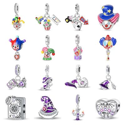 Magic Series Koralikowy Cyrkowy Klown Zabawny Wisiorek Bransoletka 925 Srebrne Koraliki Wykwintne