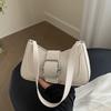 Fashion Vintage Buckle Shoulder Bag Solid Color Y2k Women's Armpit Bag Cuasal Leisure PU Leather Handbag Female