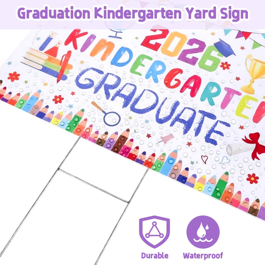 2026 Kindergarten Graduate Yard Sign 16.14 X 12.6 Inch Preschool Graduate Lawn Sign With Stake Kindergarten Graduation Decoratio
