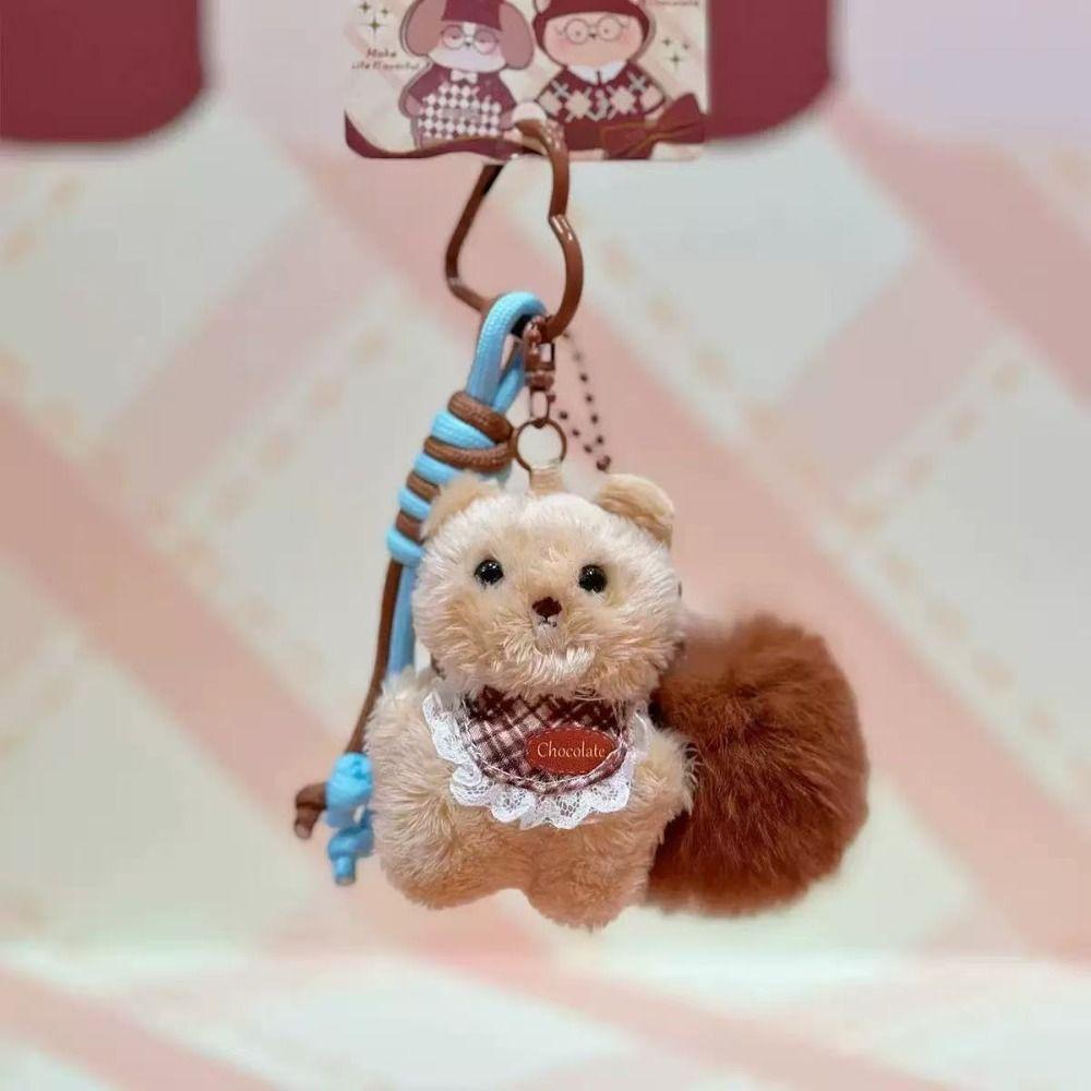 Cat Rabbit Dog Keychain Bear Key Ring Creative Rabbit Plush Dolls Pendant Girls