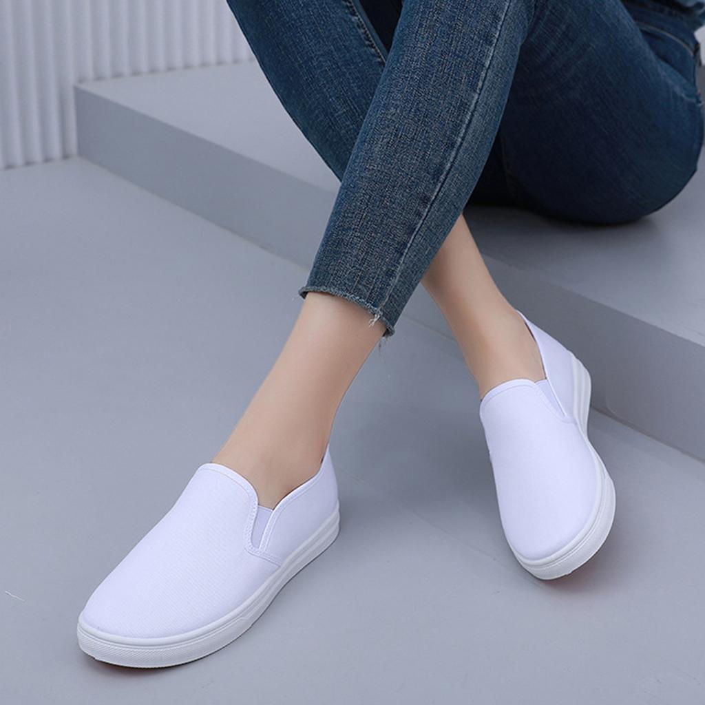Unisex Canvas Slip On Shoes Anti Static Work Shoes Lightweight Nursing Shoes Breathable Comfortable Footwear for Daily Use