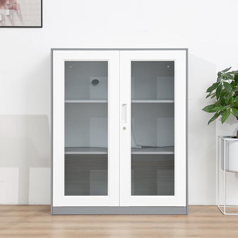 Lockable Metal Filing Cabinet with Glass Door