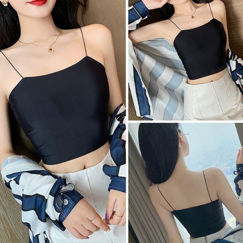 Tank Top Black Halter Crop Tops Women Summer Camis Backless Camisole Fashion Casual Tube Top Female Sleeveless Cropped Vest