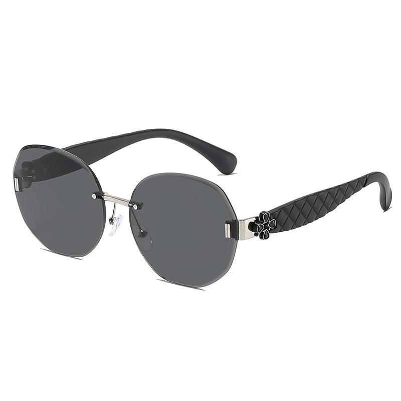 Oval Rimless Sunglasses Women S Retro Small Frame Thin Uv-Proof Glasses Trendy Sunglasses Men