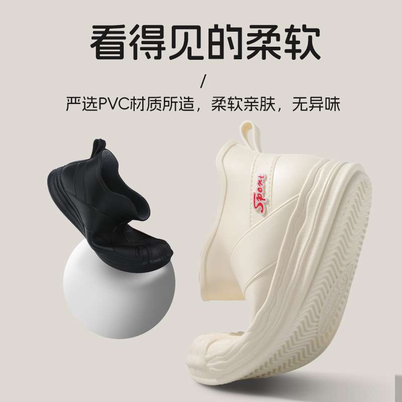 New shallow mouth fashion rain shoes women's summer non-slip and wear-resistant fleece warm short water shoes kitchen work outer rubber shoes