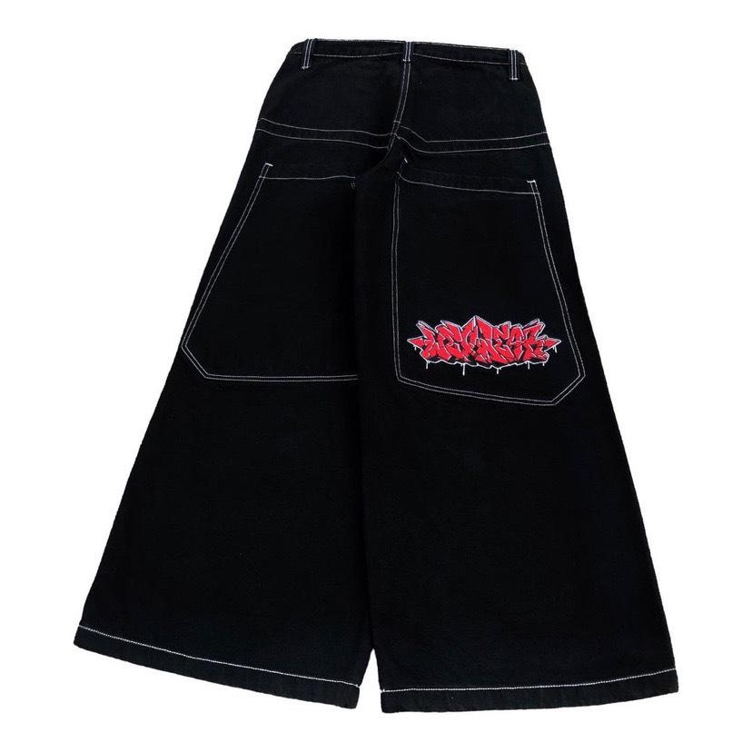 Embroidered Y2K Baggy Wide-Leg Hip-Hop Jeans for Men