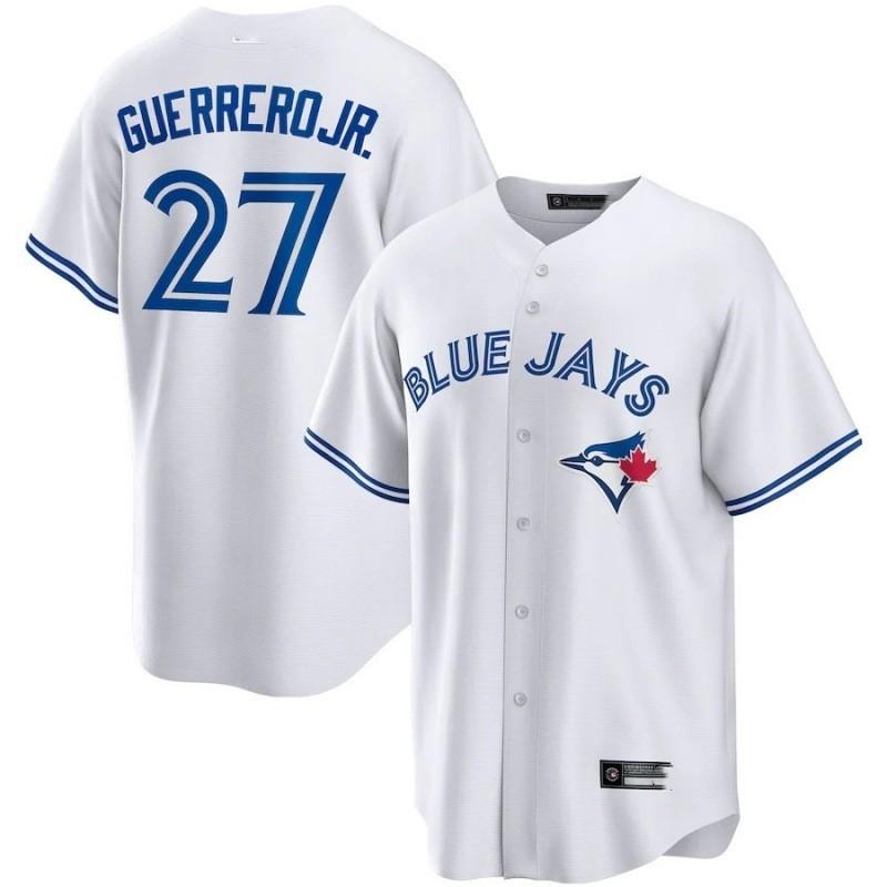 2026 Toronto Blue Jays 27 Baseball Jersey Loose Fit Button-Up Short Sleeve V-Neck Cotton Shirt Men