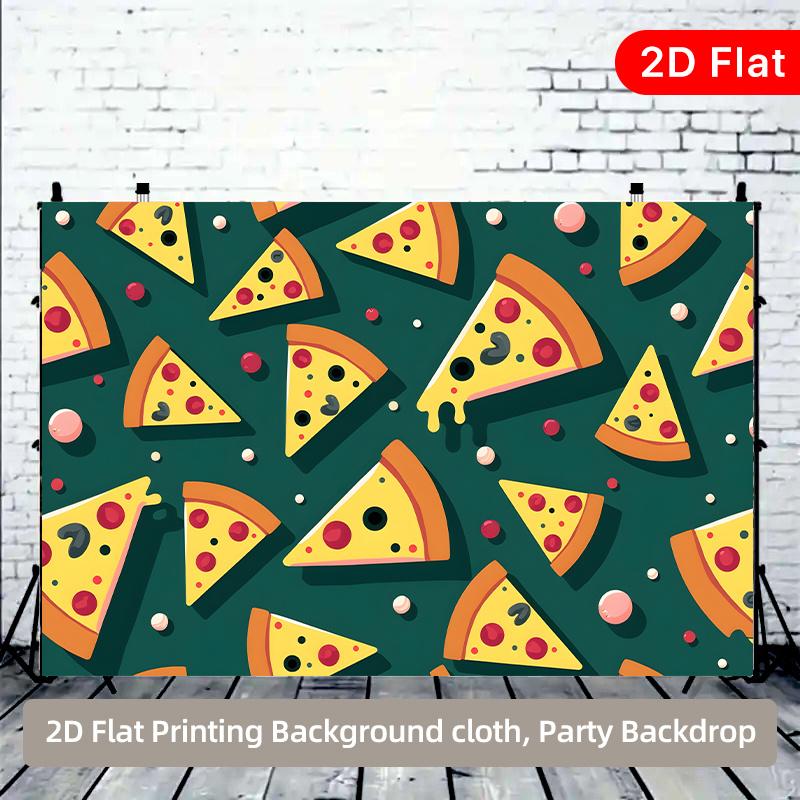 2D-Ebene Pizzastück-Hintergrund Innen- und Außenpartybanner geeignet für Geburtstage Tanzpartys Polyesterfaser