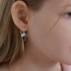 Lewe Pearl Tie Ribbon One-touch Earring (Silver/Gold)
