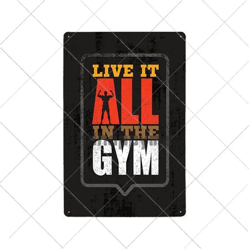 Gym Rule Metal Sign Fitness Motivational Quotes Poster Work Out Plaque Man Cave Pub Bar Wall Decorative Vintage Plate 20x30cm