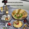 Stainless Steel Round BBQ and Cake Plates - Versatile Trays for Korean BBQ, Western Dishes, and Buffets
